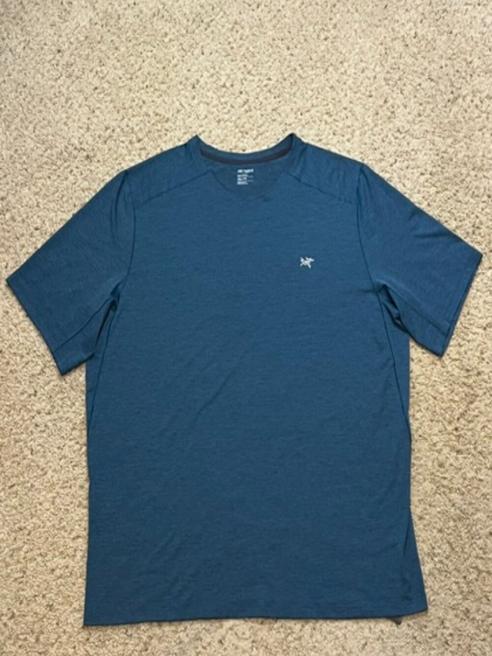 Arc'teryx Men Serene Heather Blue Cormac Crew SS Performance Shirt Size XXL New